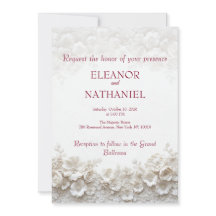 Faire-part de mariage bordeaux floral blanc 3D