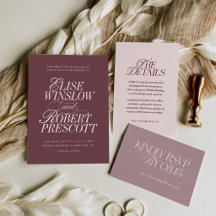 Faire-part de mariage bordeaux mauve Régence éléga
