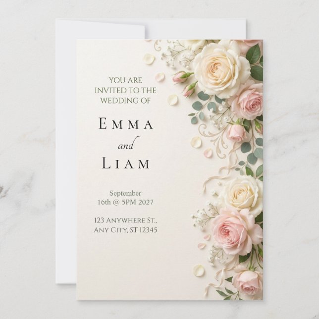Faire-part de mariage Bordure de jardin de roses s (Devant)
