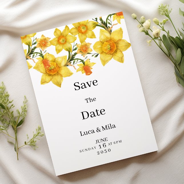 Faire-part de mariage Botanic Spring Golden Daffod (Botanic Spring Golden Daffodil Flora Save the Date)
