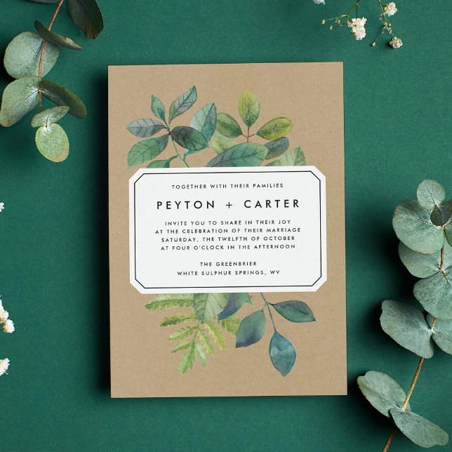 Faire-part de mariage Botanica Kraft (Créateur téléchargé)