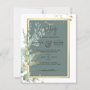 Faire-Part de Mariage Botanical Green Gold Sage