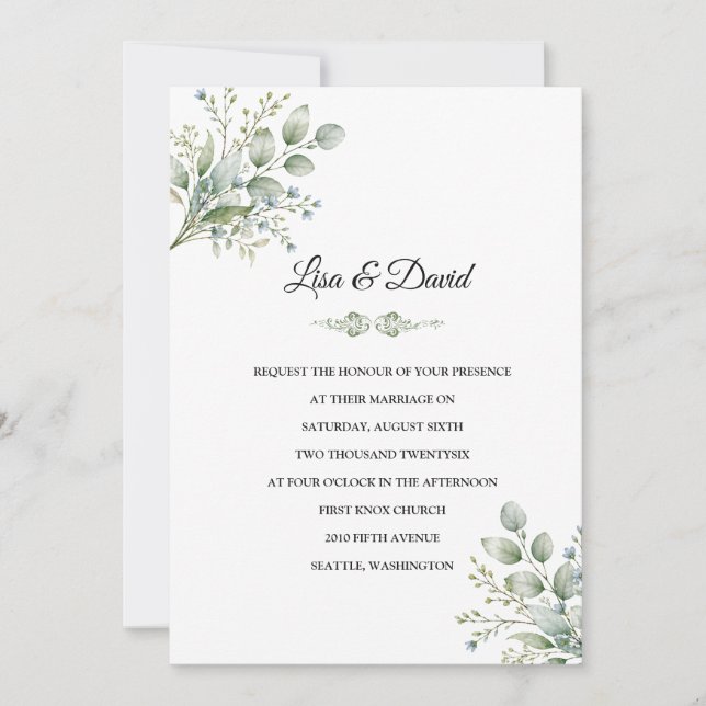 Faire-part de mariage botanique (Devant)