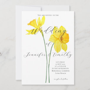 Faire-part de mariage Botanique 2 jonquilles jaune