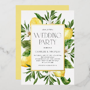 Faire-part de mariage botanique à cadre de citron