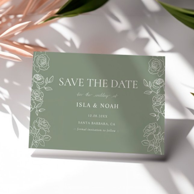 Faire-part de mariage botanique à la rose verte sa (Créateur téléchargé)