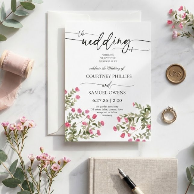 Faire-part de mariage botanique à l'aquarelle (Créateur téléchargé)