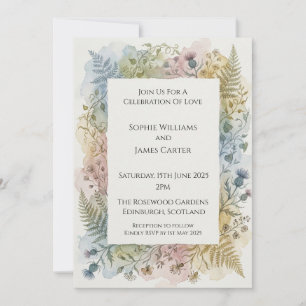 Faire-part de mariage botanique à l'aquarelle This