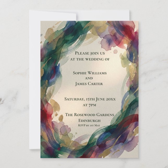 Faire-part de mariage botanique aquarelle de jardi (Devant)