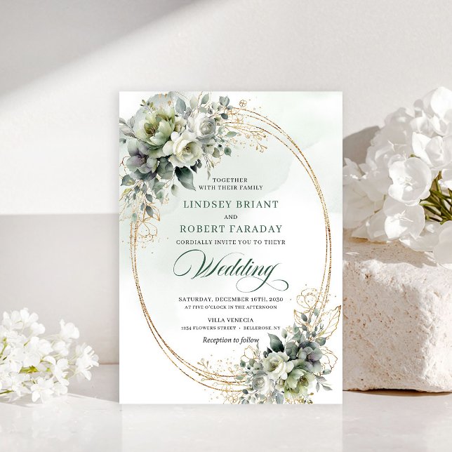 Faire-part de mariage botanique aquarelle rustique (Rustic Watercolor Botanical Wedding Invite)