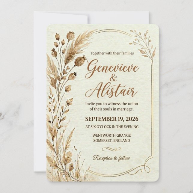 Faire-part de mariage botanique artistique (Devant)