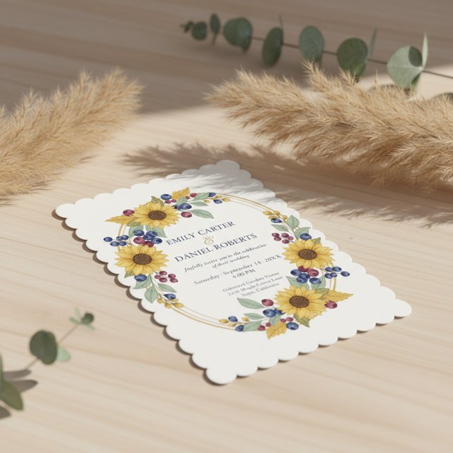 Faire-part de mariage botanique au tournesol (Créateur téléchargé)