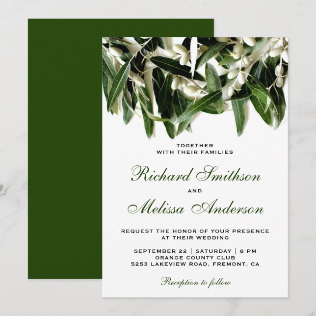 Faire-part de mariage botanique aux feuilles de ra (Devant / Derrière)