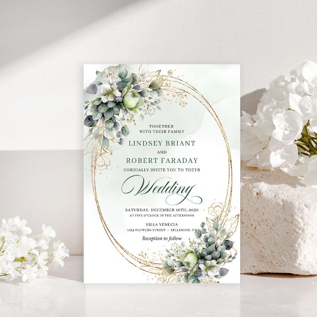 Faire-part de mariage botanique aux roses blanches (Timeless White Roses Botanical Wedding Invite)