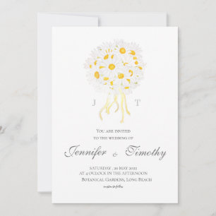 Faire-part de mariage Botanique blanc marguerite