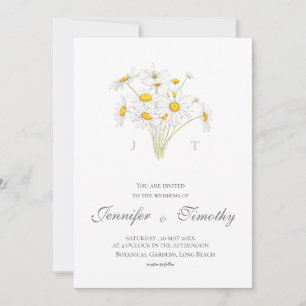 Faire-part de mariage Botanique blanc marguerite 2