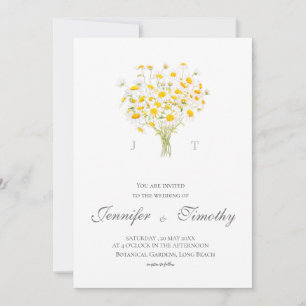Faire-part de mariage Botanique blanc marguerite 3