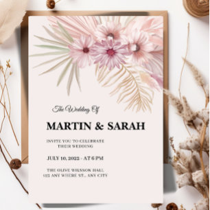 Faire-part de mariage botanique boho neutre