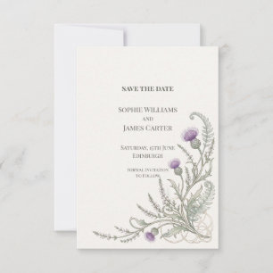 Faire-part de mariage botanique Chardon celtique