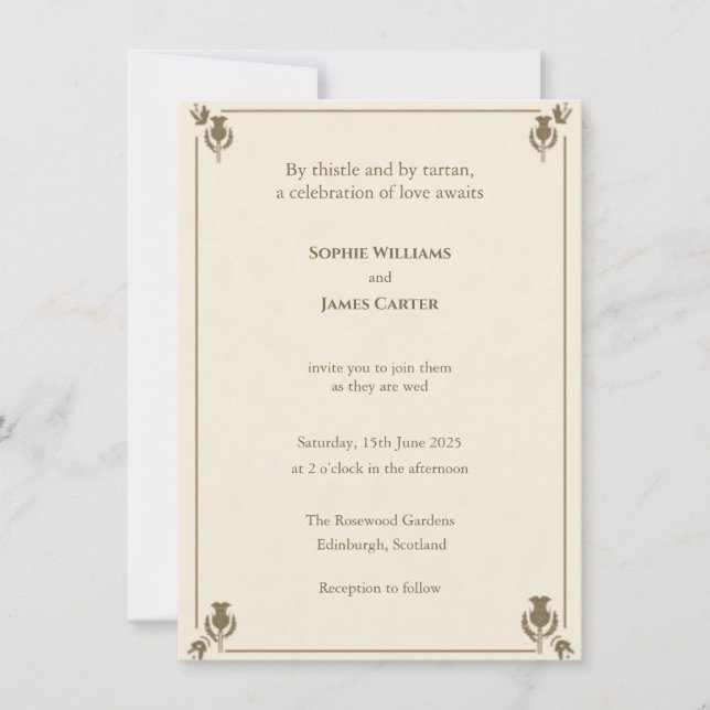 Faire-part de mariage botanique Chardon de Sage Iv (Devant)