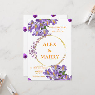Faire-part de mariage botanique Crocus de printemp