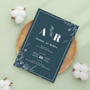 Faire-part de mariage botanique de Dark Sage