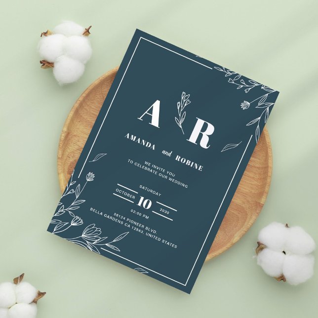 Faire-part de mariage botanique de Dark Sage (Créateur téléchargé)