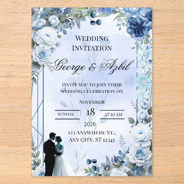 Faire-part de mariage botanique de luxe (Recto)