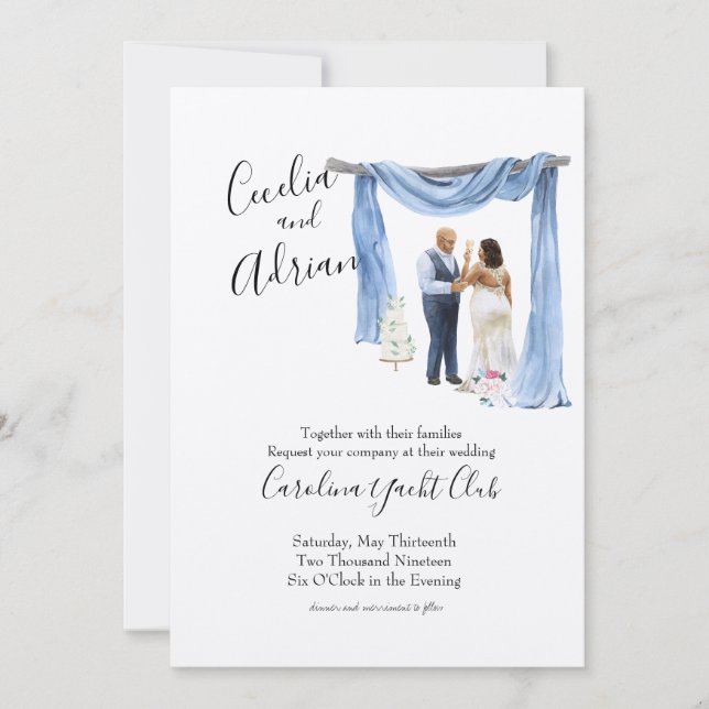 Faire-part de mariage botanique de printemps de co (Devant)