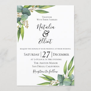 Faire-part de mariage botanique d'eucalyptus