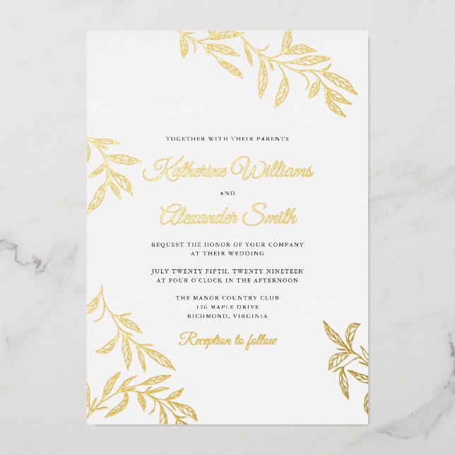 Faire-part de mariage botanique doux (Recto)