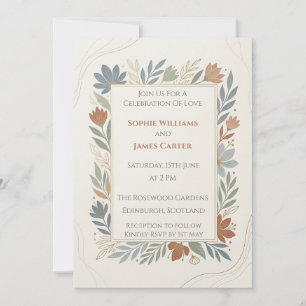 Faire-part de mariage botanique doux en laurier
