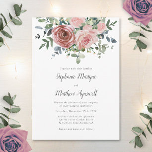 Faire-part de mariage botanique Dusty Rose Eucalyp