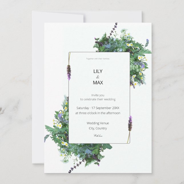 Faire-part de mariage botanique | Élégante fleur s (Devant)