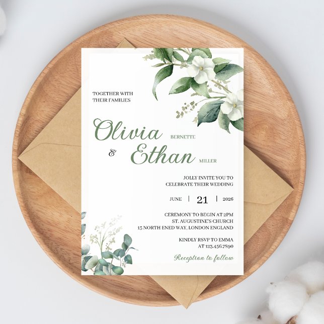 Faire-part de mariage botanique Eucalyptus Jasmin (Créateur téléchargé)