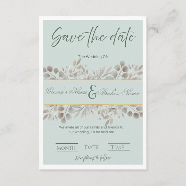 Faire-part de mariage "Botanique Eucalyptus" "Sauv (Devant)