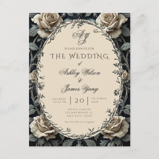 Faire-part de mariage botanique floral romantique (Devant)