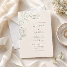 Faire-part de mariage botanique ivoire Sage modern