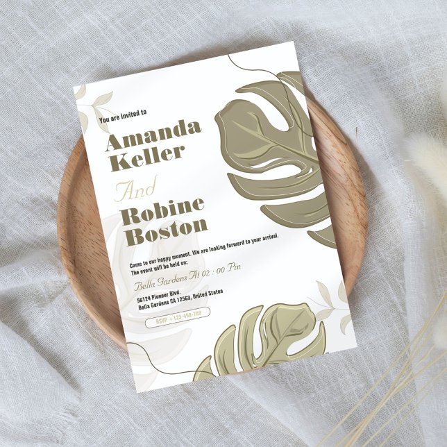 Faire-part de mariage botanique minimaliste (Créateur téléchargé)