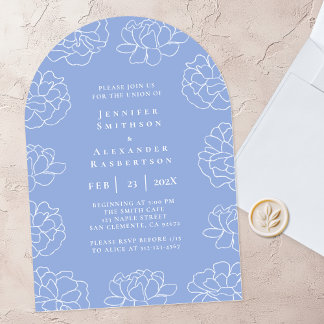Faire-part de mariage botanique minimaliste bleu é