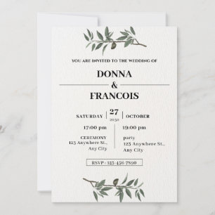Faire-Part de Mariage Botanique Minimaliste Branch