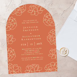 Faire-part de mariage botanique minimaliste orange