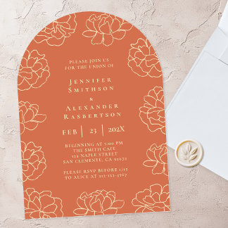 Faire-part de mariage botanique minimaliste orange