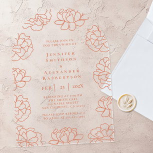 Faire-part de mariage botanique minimaliste rouge