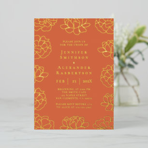 Faire-part de mariage botanique minimaliste rouge