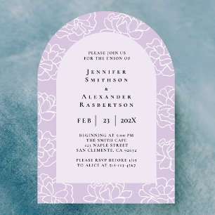 Faire-part de mariage botanique minimaliste violet