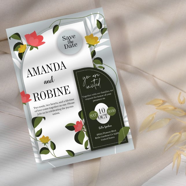 Faire-part de mariage botanique moderne (Créateur téléchargé)