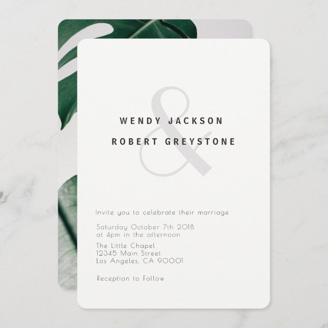 Faire-part de mariage botanique moderne (Devant / Derrière)