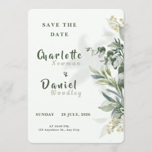 Faire-part de mariage botanique moderne organique 