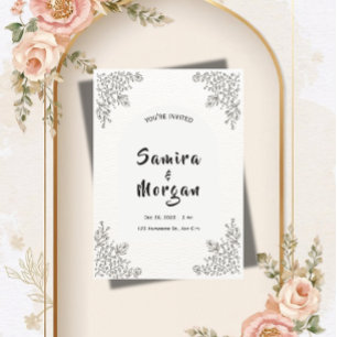 Faire-part de mariage botanique moderne organique